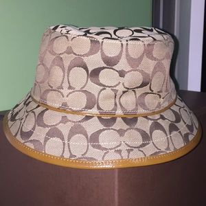 Authentic Coach Signature Tan & Brown Bucket Hat